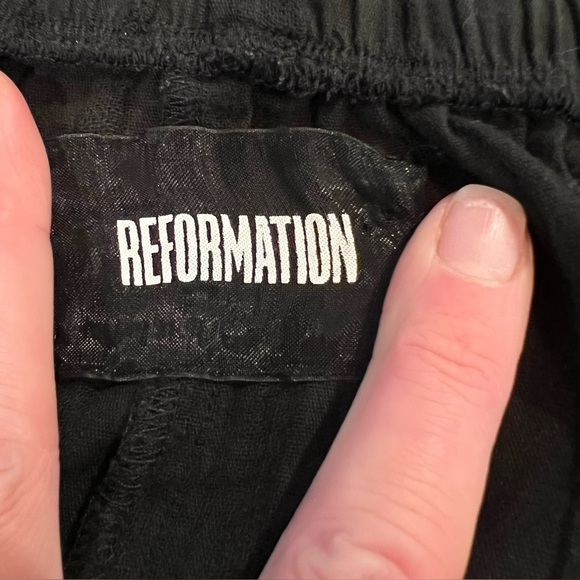 REFORMATION Tomato Off Shoulder Linen Top Crop Blouse Black Womens Size XS - Picture 9 of 12